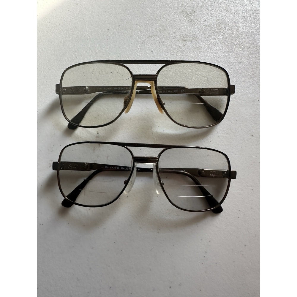 Two! Safilo Elasta 3060 Bx4 Eyeglasses Frames Italy 135mm 140mm Vintage Bifocals